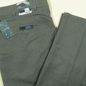 Ballin Comfort Eze Flat Front Dress Pants Mens 40 Charcoal Gray Trad Fit New